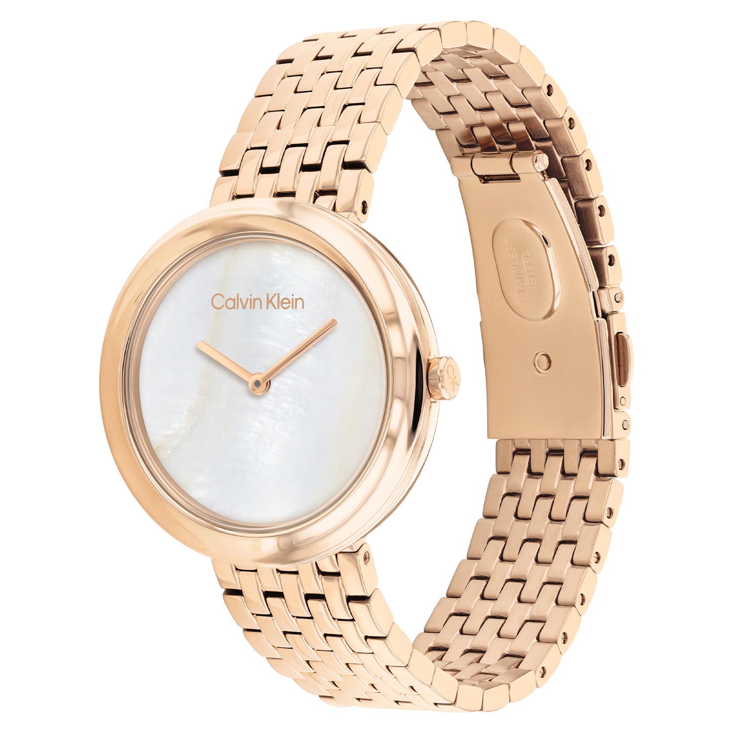 Calvin Klein Twisted Bezel Carnation Gold Stainless Steel Bracelet Analog Watch CK-25200322