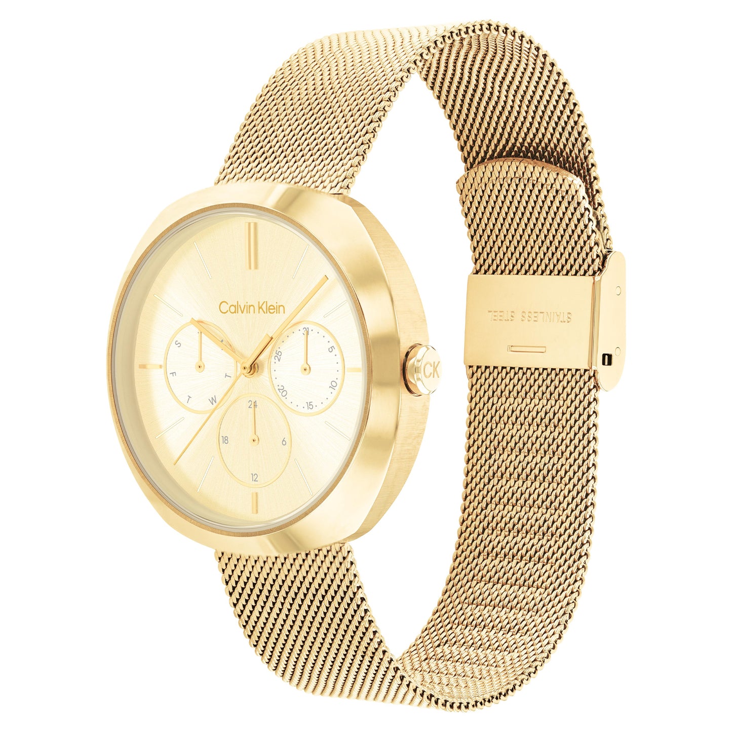 Calvin Klein CK Shape Gold Stainless Steel Mesh Bracelet Analog Watch CK-25200339