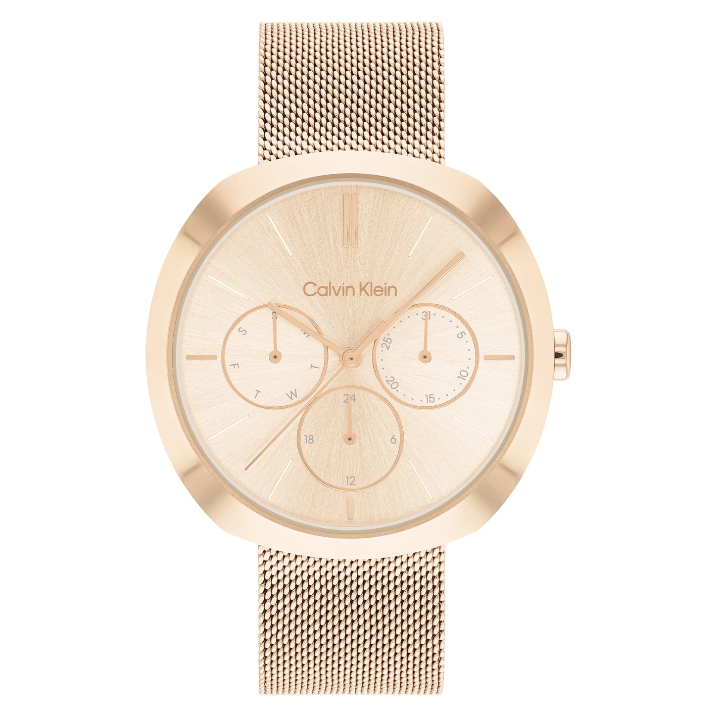 Calvin Klein CK Shape Carnation Gold Stainless Steel Mesh Bracelet Analog Watch CK-25200340