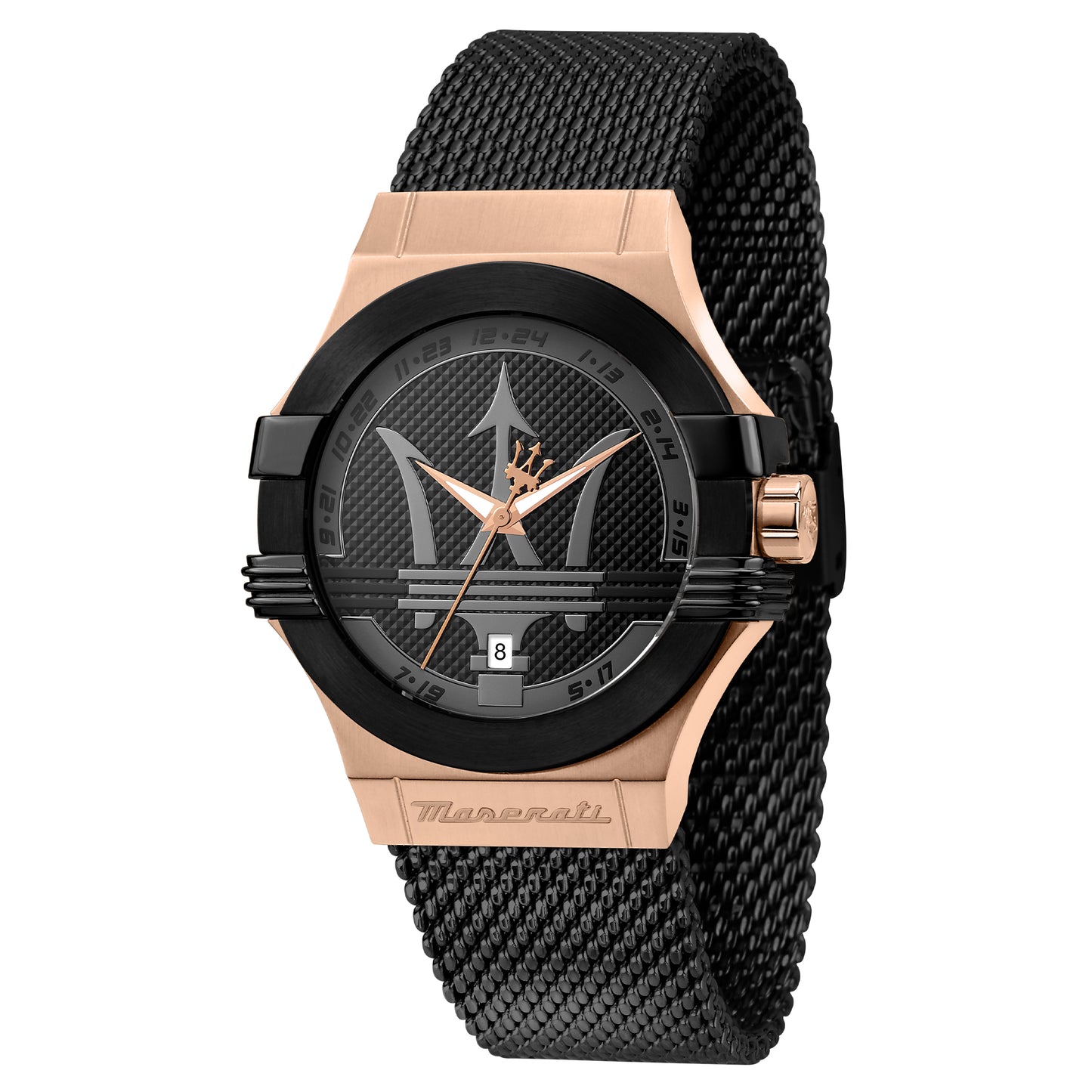 Maserati Potenza Black Stainless Steel Mesh Bracelet Analog Watch ME-R8853108010