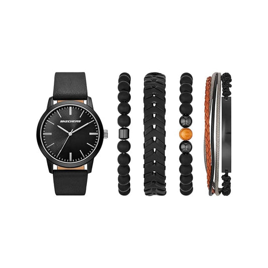 Black Stackable Watch and Bracelet Set, SKC-SR9077