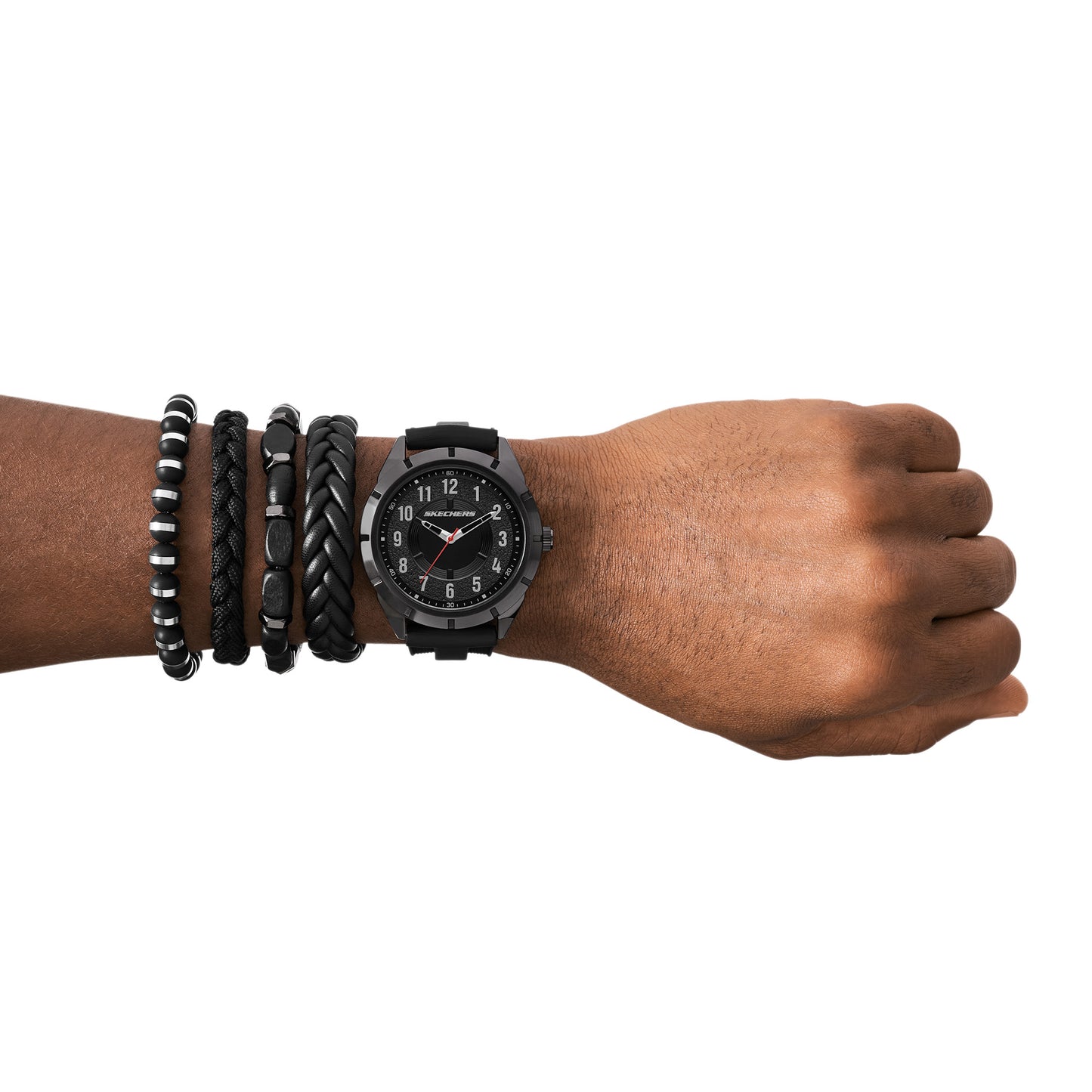 Black Stackable Watch and Bracelet Set, SKC-SR9120