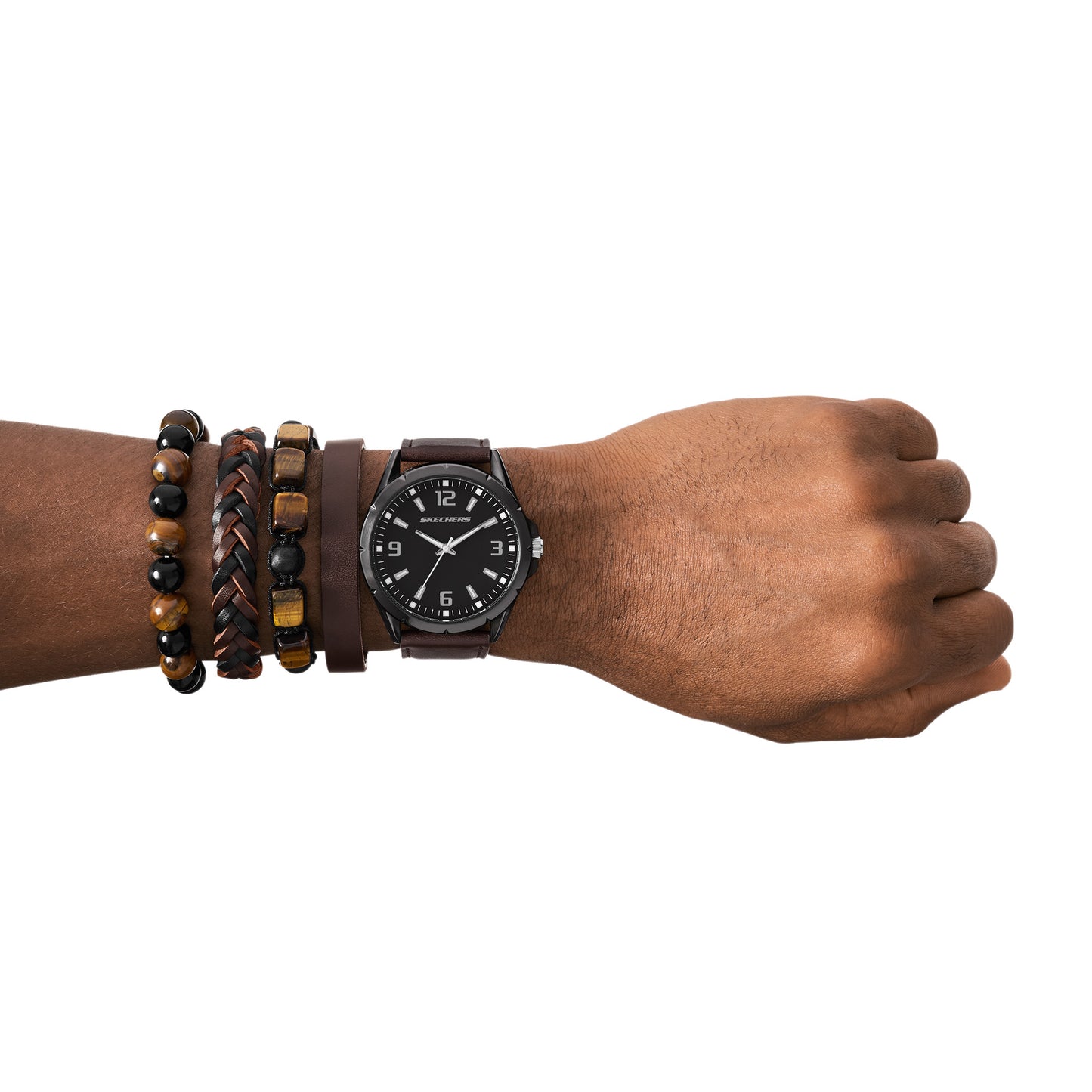 Brown Stackable Watch and Bracelet Set, SKC-SR9119