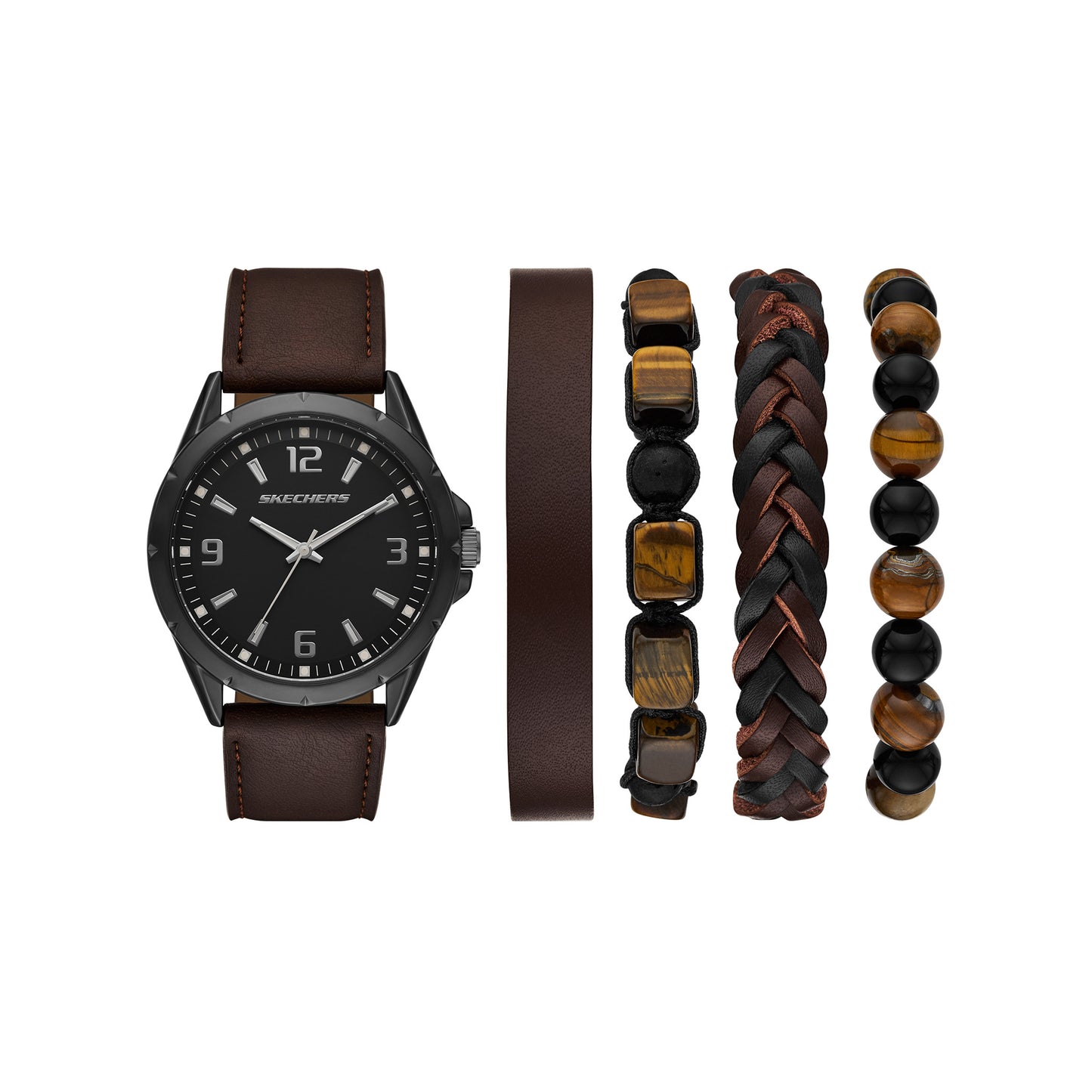 Brown Stackable Watch and Bracelet Set, SKC-SR9119