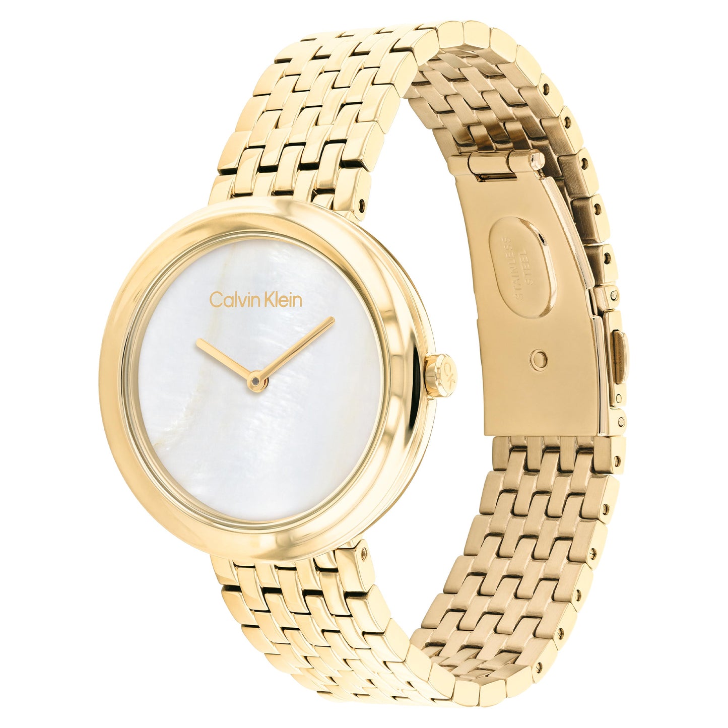 Calvin Klein Twisted Bezel Gold Stainless Steel Bracelet Analog Watch CK-25200321