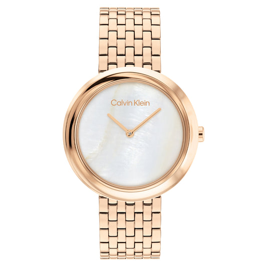 Calvin Klein Twisted Bezel Carnation Gold Stainless Steel Bracelet Analog Watch CK-25200322