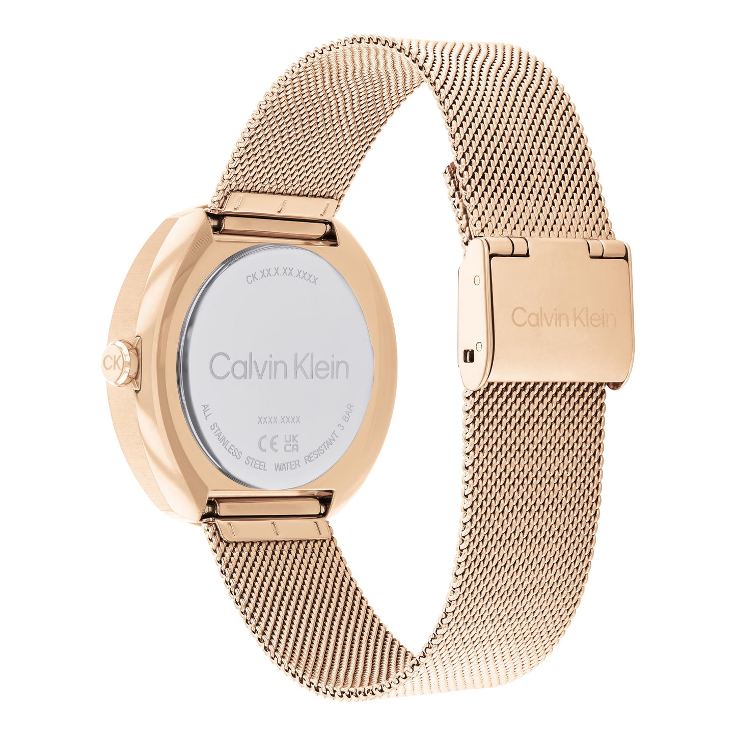Calvin Klein CK Shape Carnation Gold Stainless Steel Mesh Bracelet Analog Watch CK-25200340