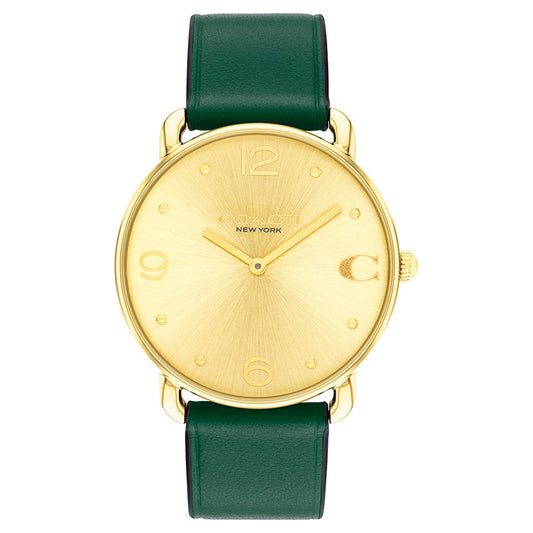 Coach Elliot Green Leather Strap Analog Watch CO-14504202