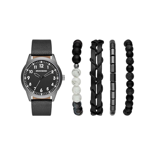Black Stackable Watch and Bracelet Set, SKC-SR9054