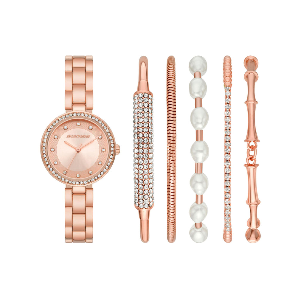 Rose Gold and Glitz Stackable Watch and Bracelet Set