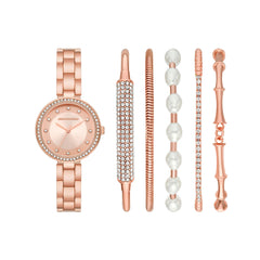 Rose Gold and Glitz Stackable Watch and Bracelet Set