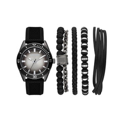 Black Stackable Watch and Bracelet Set
