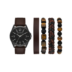 Brown Stackable Watch and Bracelet Set, SKC-SR9119