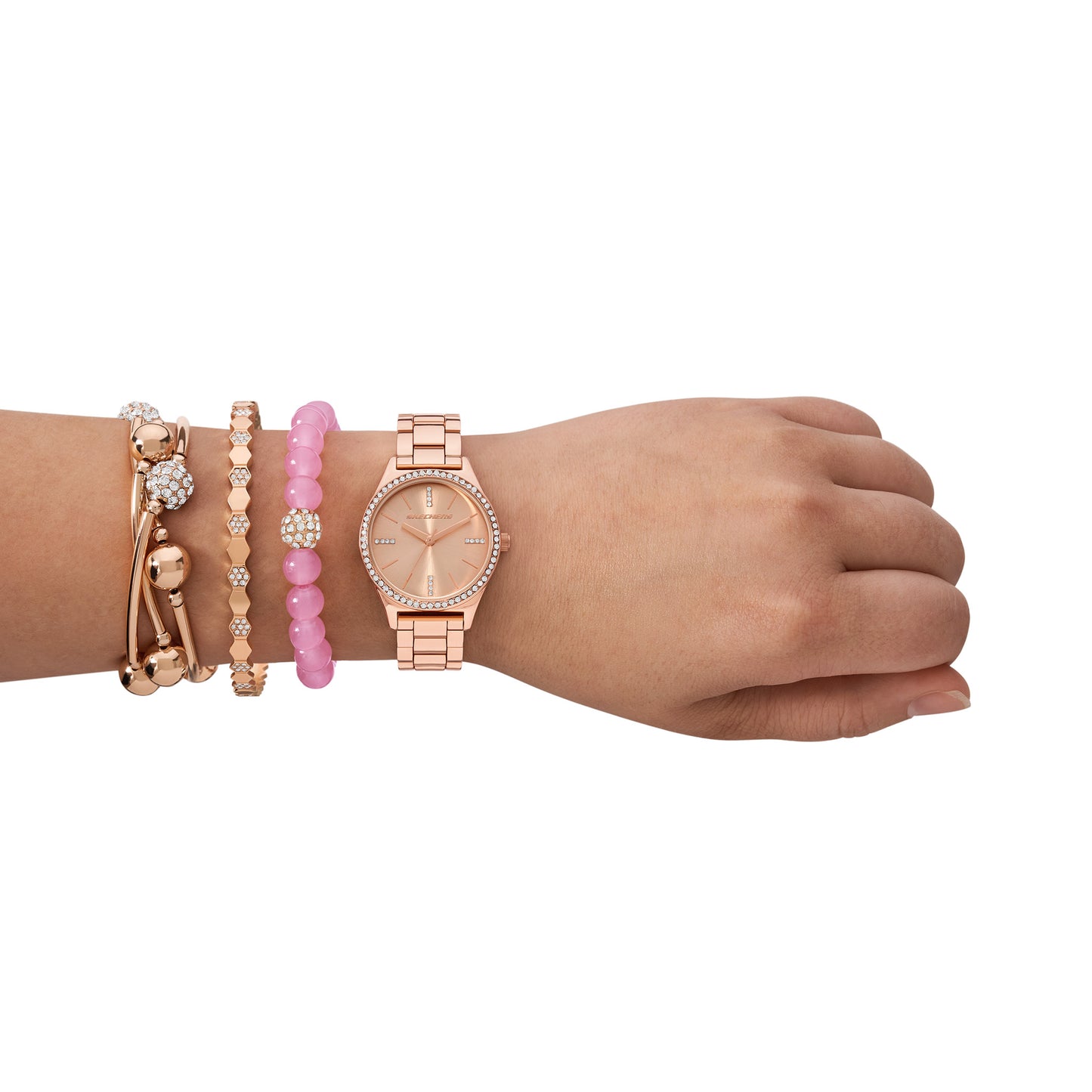 Rose Gold Stackable Watch and Bracelet Set, SKC-SR9107