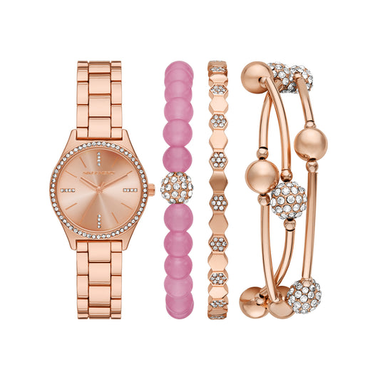 Rose Gold Stackable Watch and Bracelet Set, SKC-SR9107