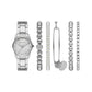Silver Mother-of-Pearl Stackable Watch and Bracelet Set