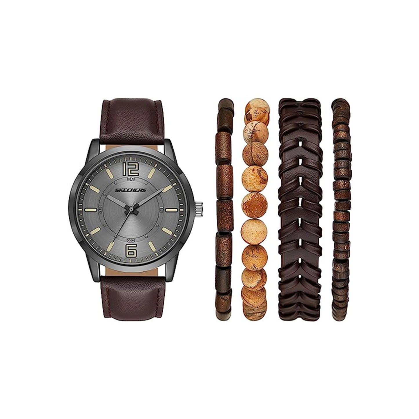 Casual Stackable Watch and Bracelet Set
