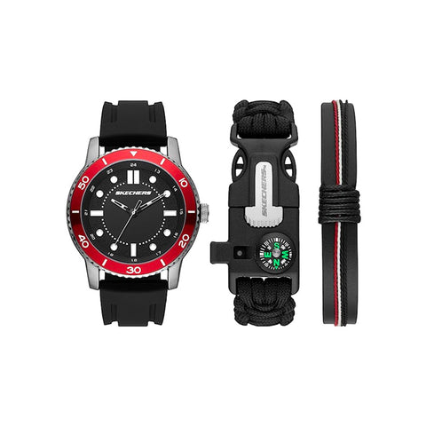 Black Utility Stackable Watch and Bracelet Set