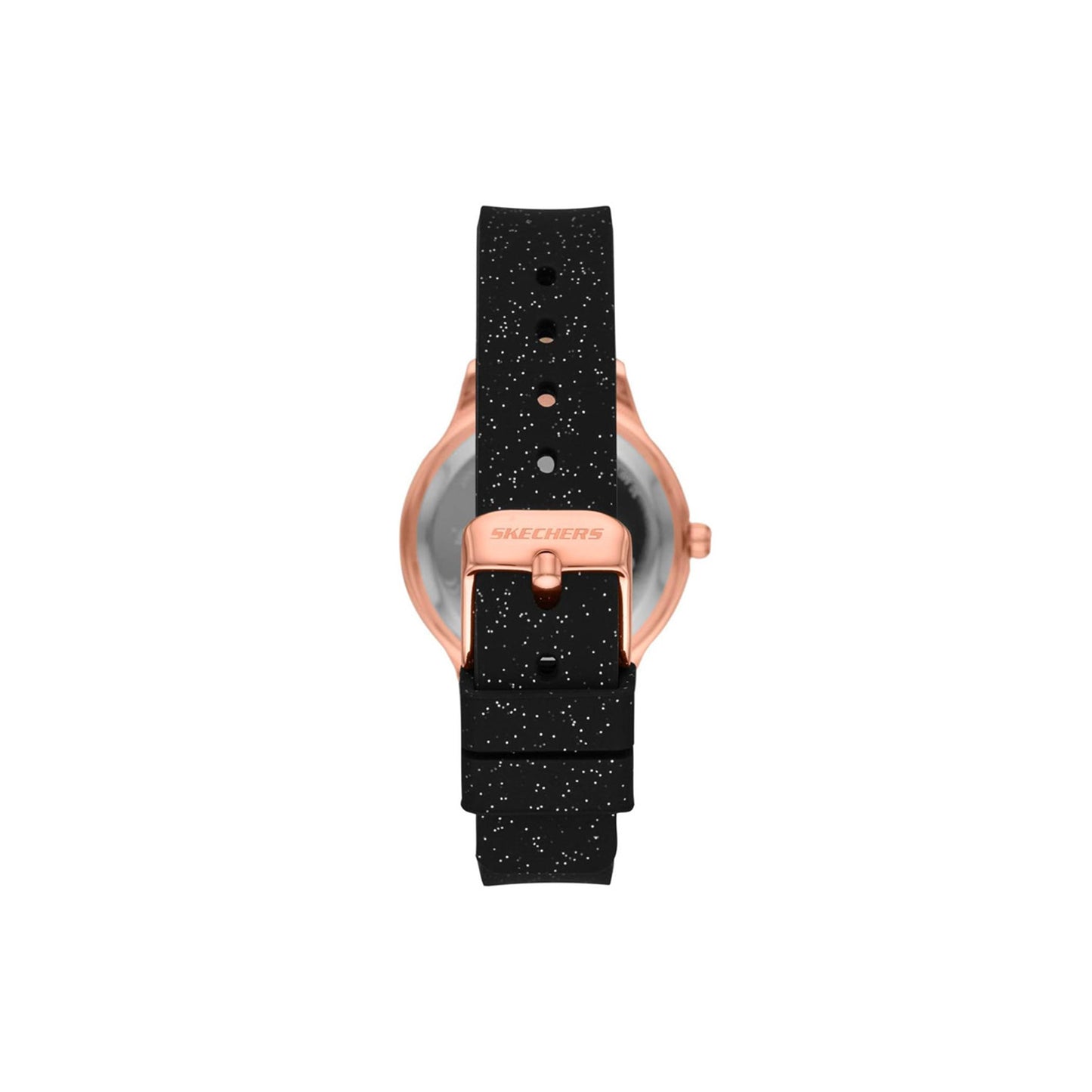 Black and Rose Gold Quartz Stackable Watch and Bracelet Set